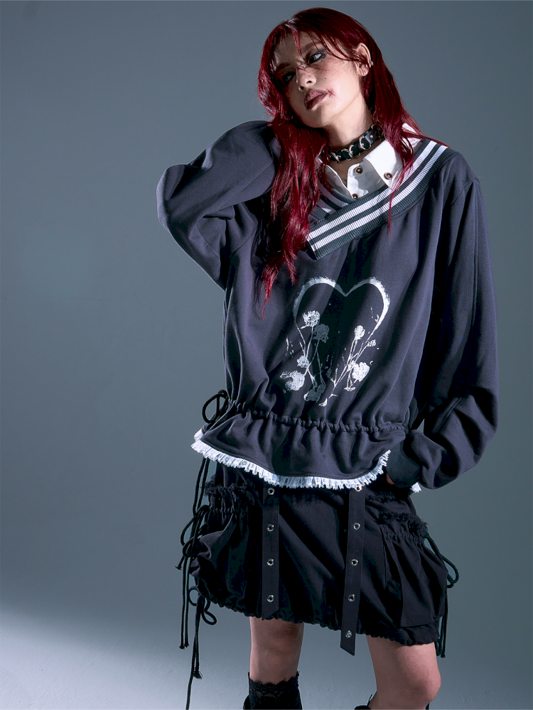 Drawstring Oversized Hoodie Top【s0000013912】