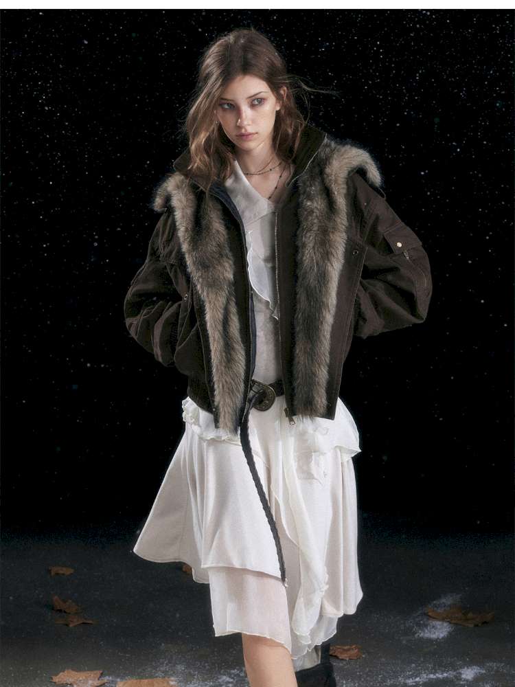 Vintage Distressed Flying Padded Jacket【s0000014673】