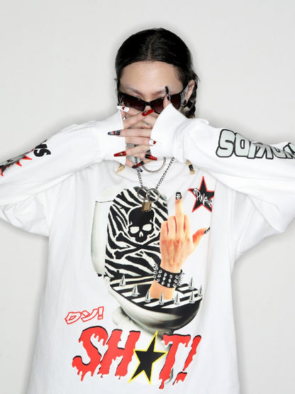 Hipster Middle Finger SHIT T-Shirt【s0000010266】