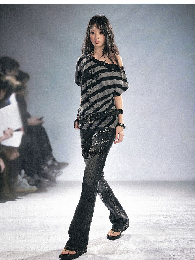 Splicing Hole Grunge Straight Jeans【s0000016284】