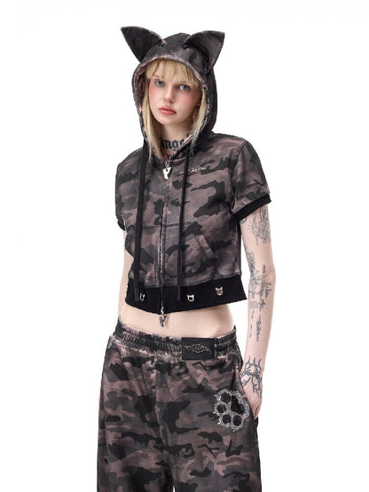 Rhinestone Camo Riveted Sweatpants【s0000017727】