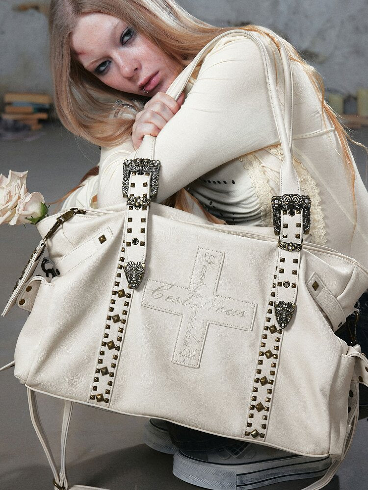 Dark Leather Cross Graffiti Bag【s0000018107】