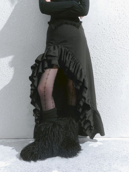 Irregular ruffled half-body skirt【s0000013746】