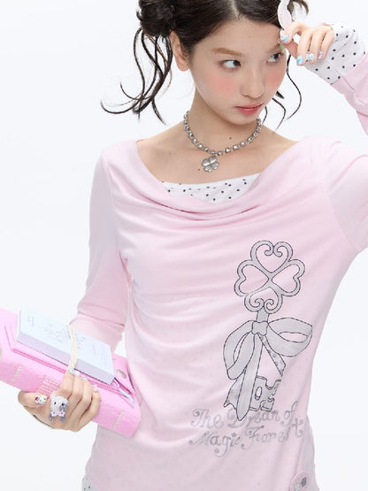 Soft Patchwork Collar Slim Top【s0000016385】