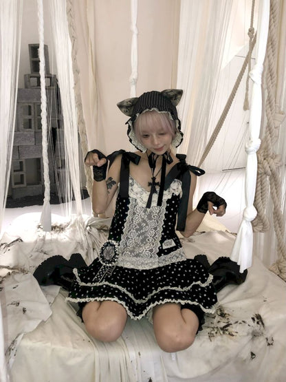 Lace Low Waist Halter Doll Dress【s0000013524】