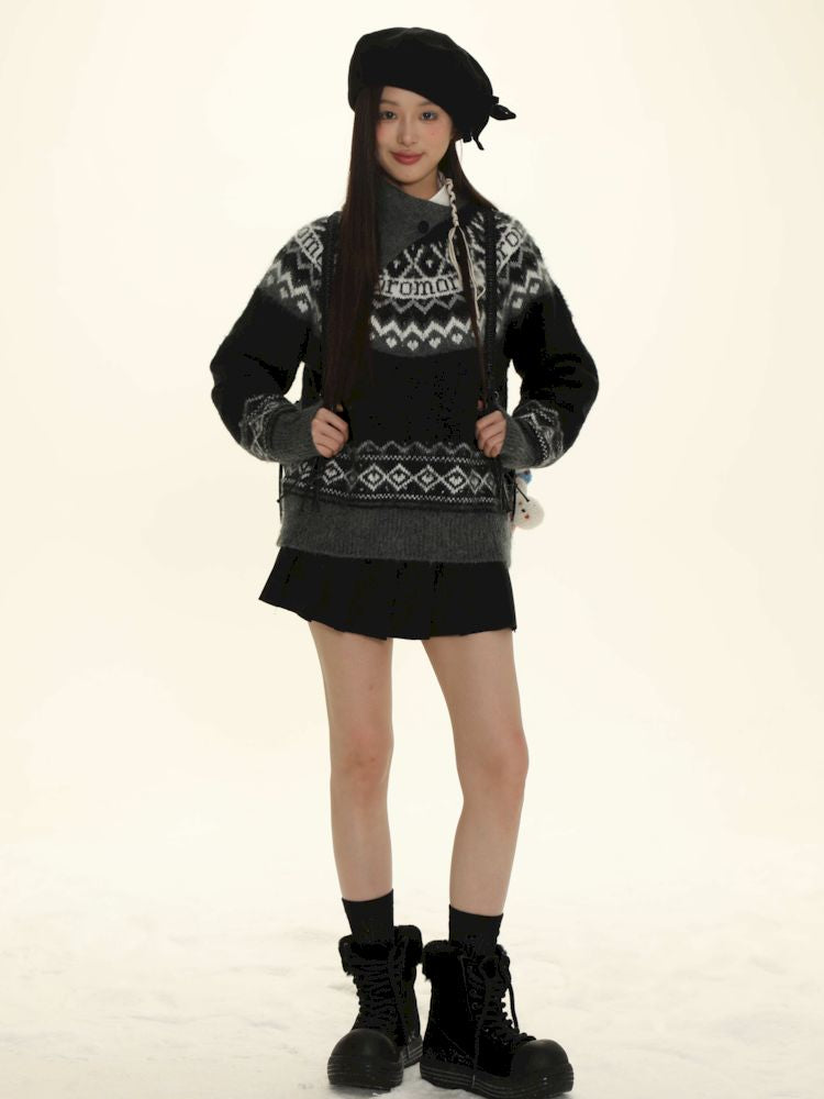 Fair Isle Striped Knit Top【s0000006024】