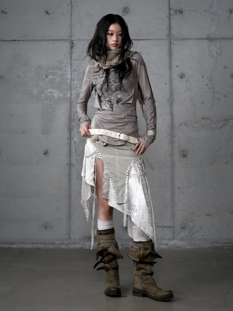 Deconstructed Print Long-Sleeve Knit Base【s0000014117】