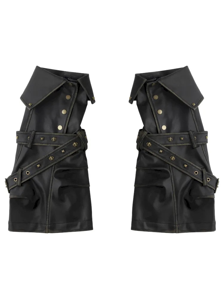 Faded Button Leather Leg Covers【s0000013963】