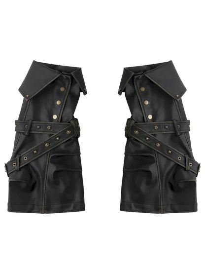 Faded Button Leather Leg Covers【s0000013963】