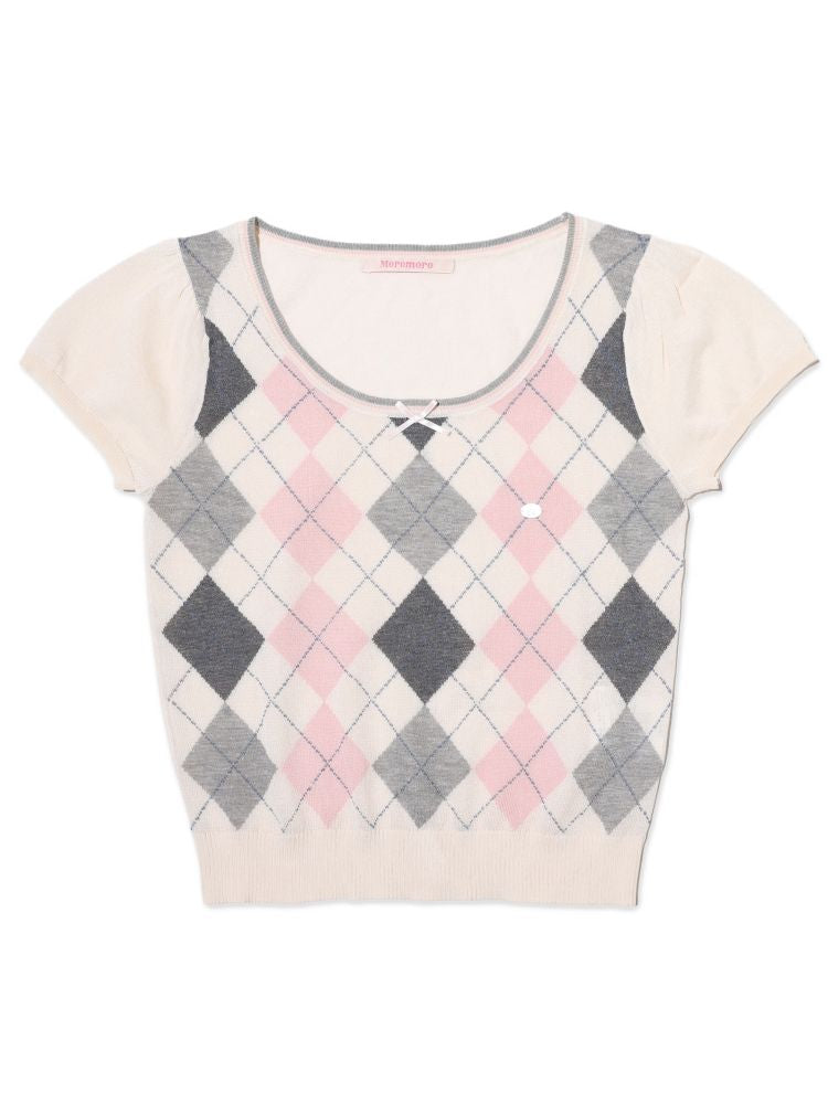 Bubble Sleeve Knit Short Sleeve Top【s0000013461】