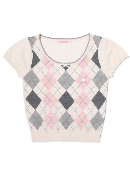 Bubble Sleeve Knit Short Sleeve Top【s0000013461】