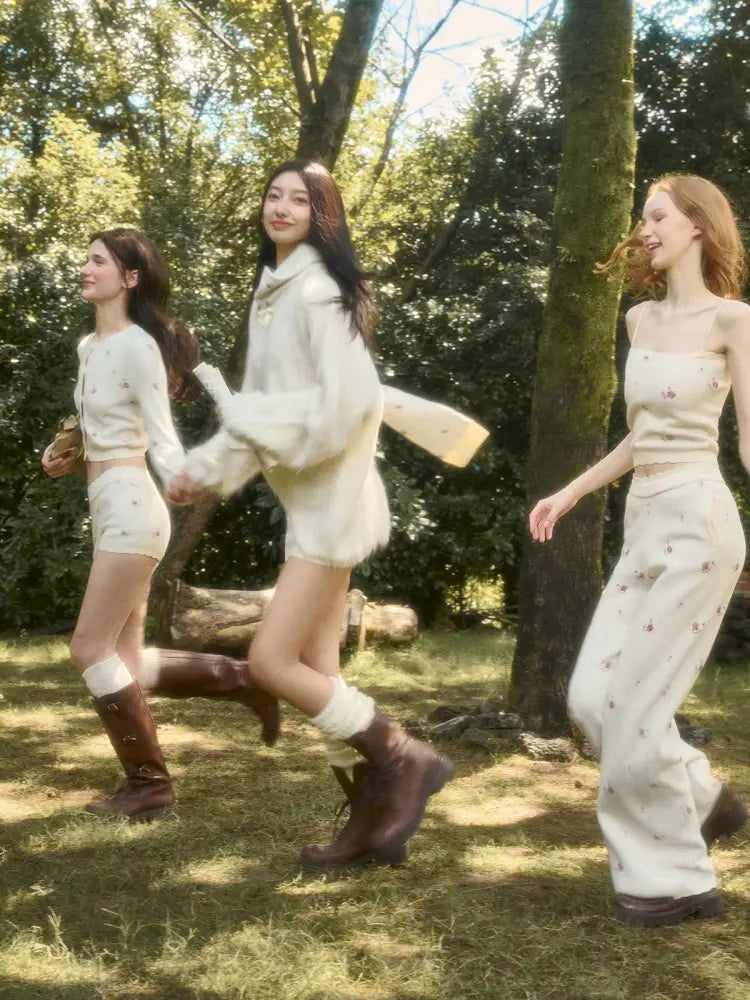 Floral Print “Mix & Match” Sweet Floral Knit Top【s0000014324】