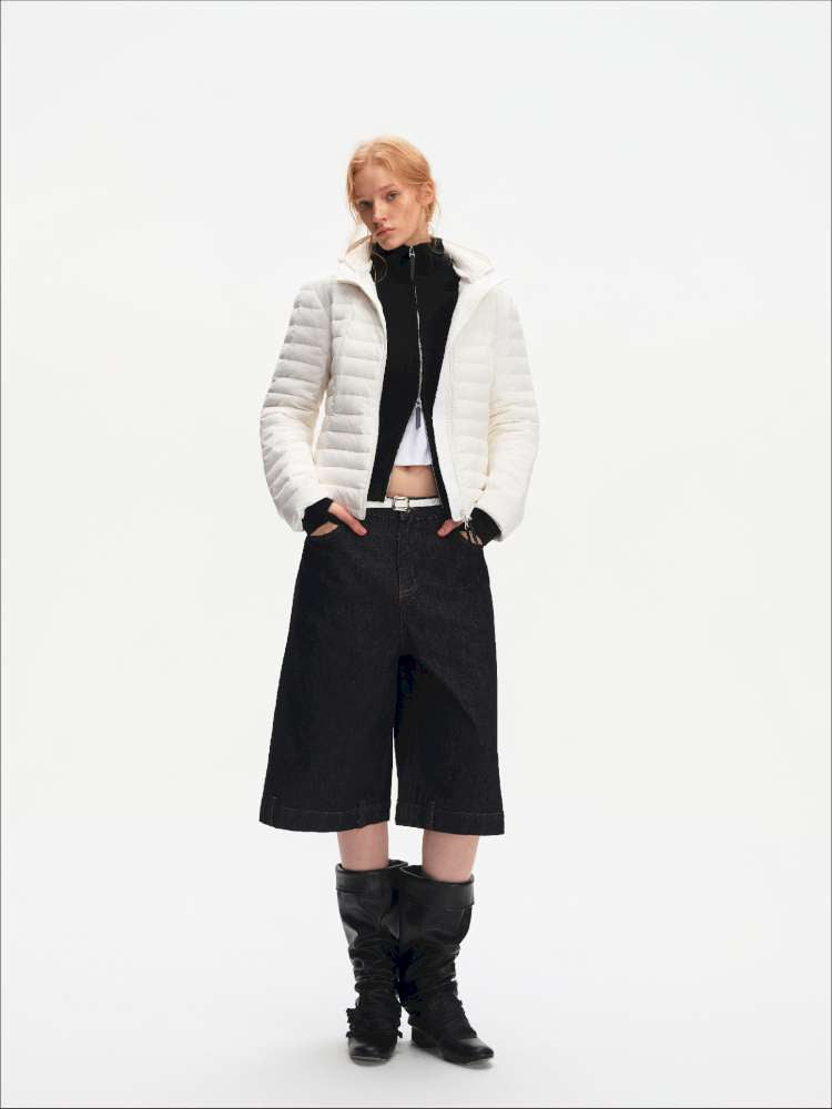 Pork Rib Hooded 90 Down Slim Jacket【s0000014879】