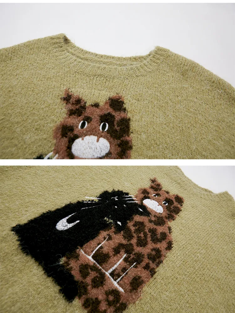 Embroidered Crewneck Pullover Sweater【s0000014082】