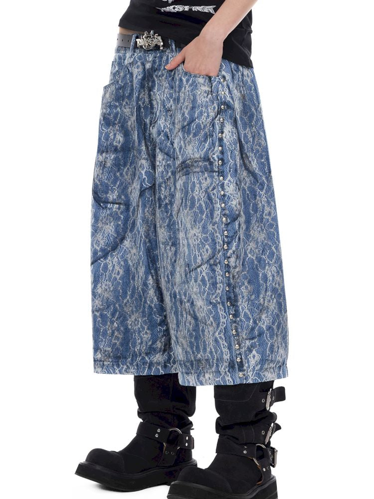 Genderless denim 8-inch shorts【s0000012982】