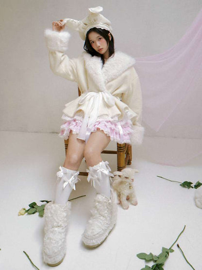 Pink Grid Gradient Lace Short Skirt【s0000014940】