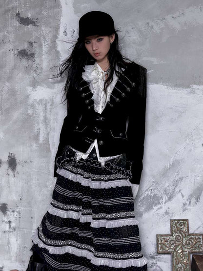 Waist-Defining Flocked Suit Jacket【s0000014458】