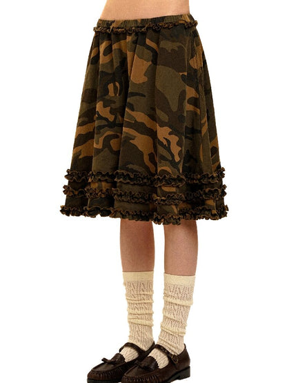 Camo Multi Layer Lace A Line Skirt【s0000017913】