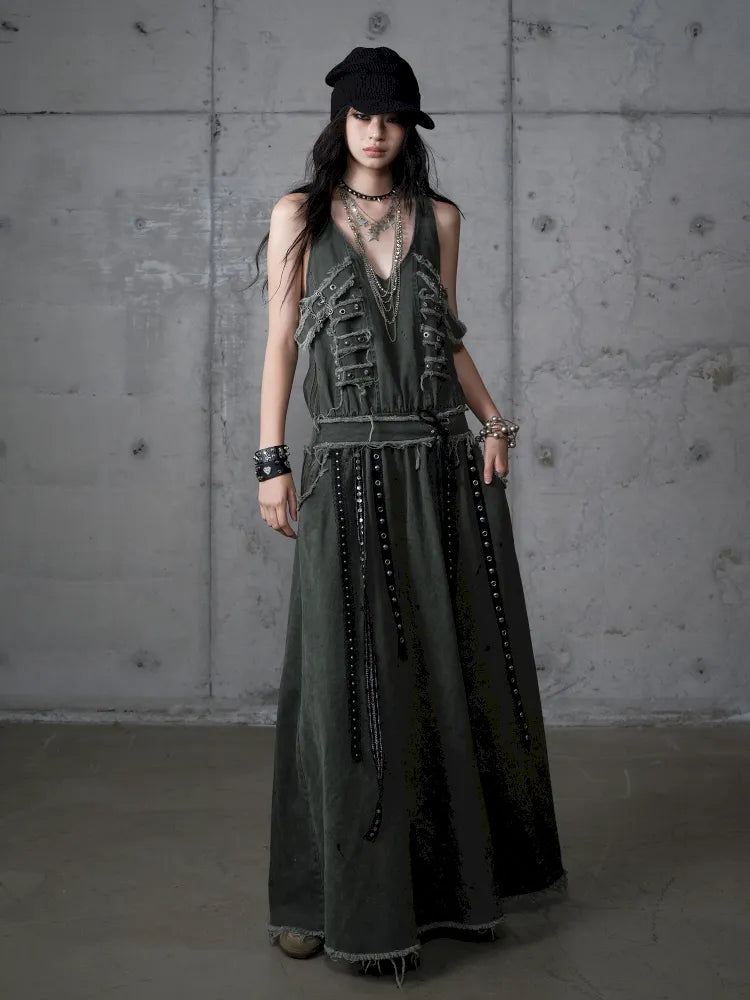 Workwear Vest-Style Maxi Dress【s0000013941】