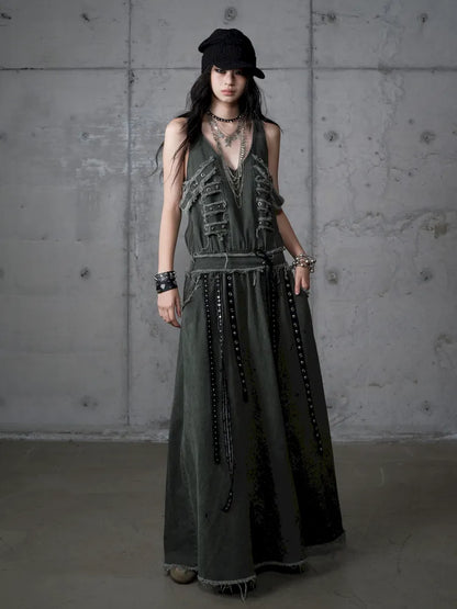 Workwear Vest-Style Maxi Dress【s0000013941】