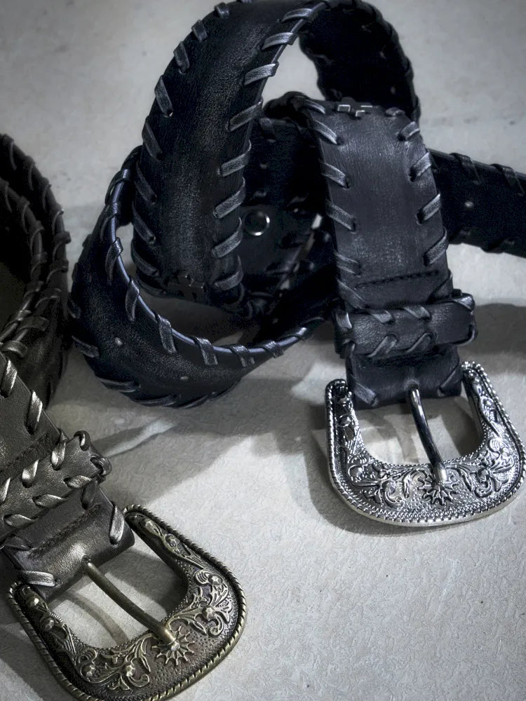 Vintage-Style Carved Buckle Belt【s0000013965】