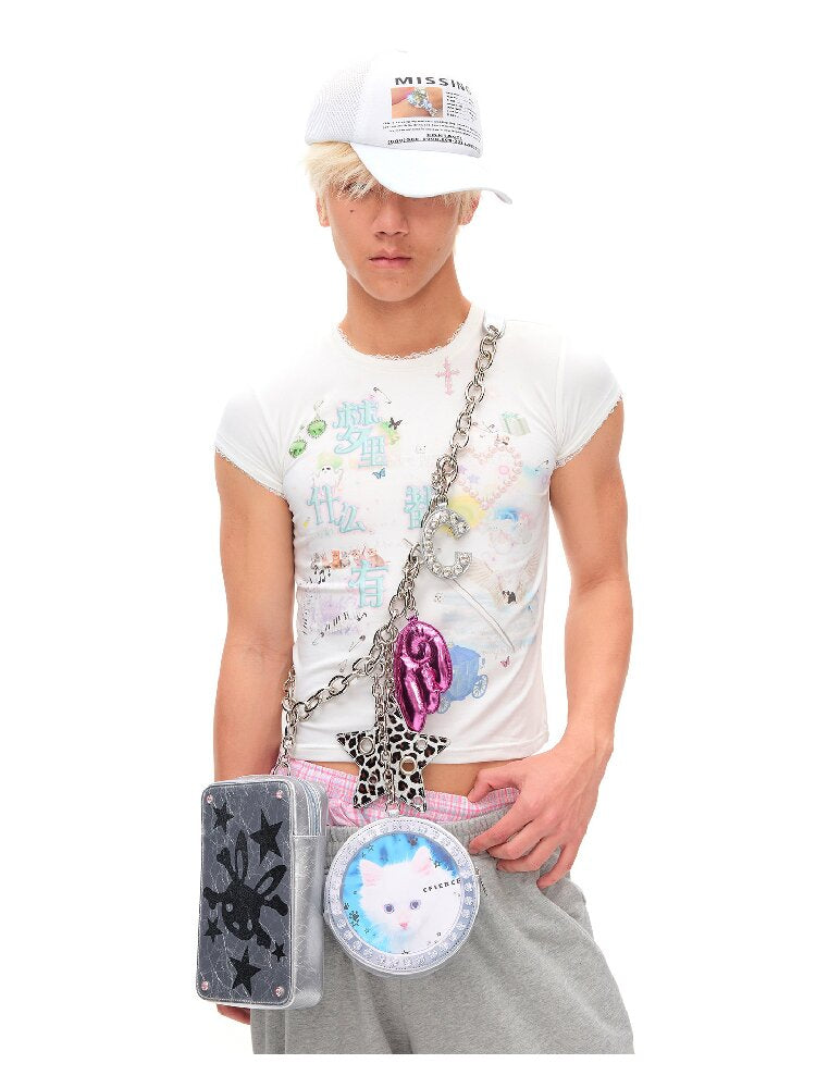Printed Dream Lace Short T-shirt【s0000016486】