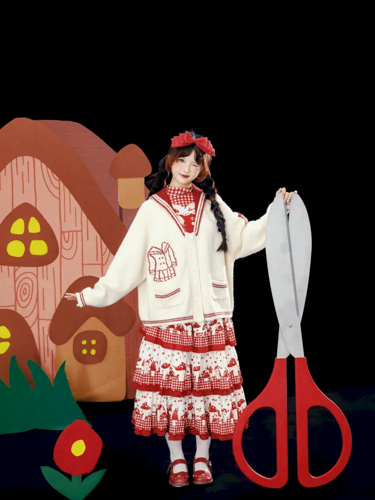 Contrasting Navy Collar Knit Cardigan【s0000014155】