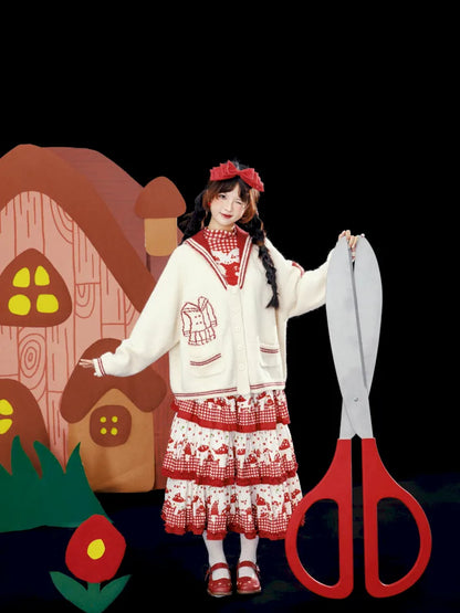 Contrasting Navy Collar Knit Cardigan【s0000014155】