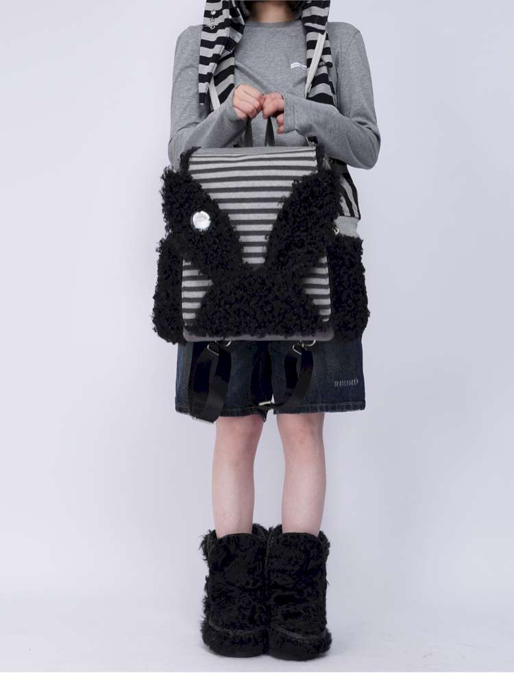 Rabbit Ears Fur Computer School Bag【s0000014615】