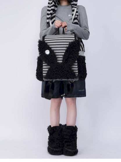 Rabbit Ears Fur Computer School Bag【s0000014615】