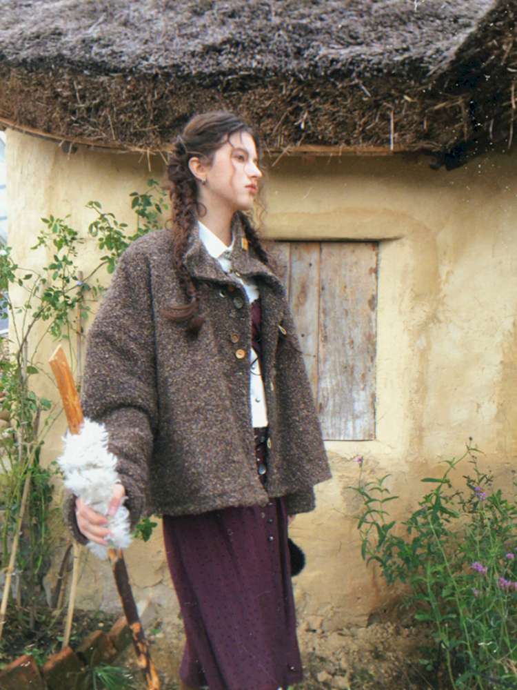 Brown Woolen Loose Button Coat【s0000014896】