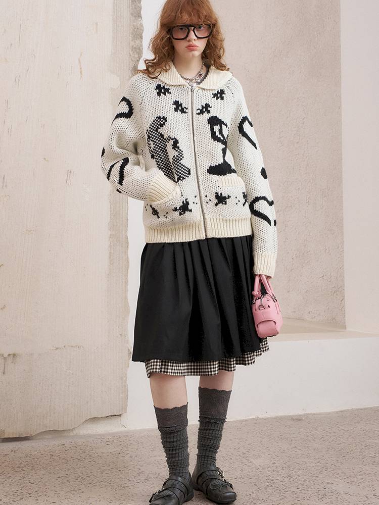 Fair Isle Autumn Knit Cardigan Jacket【s0000014388】