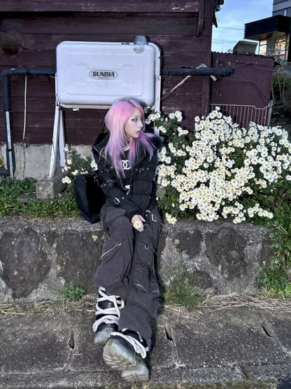 Detachable Hat Black Pink Two Tone Suit【s0000014679】