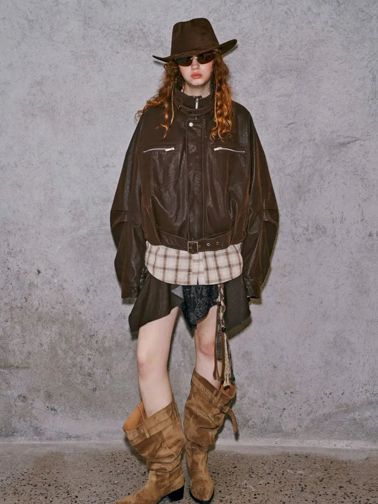 Stand Collar Motorcycle Leather Jacket【s0000014042】