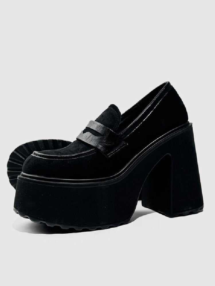 Matte Leather High Heel Loafers【s0000015716】