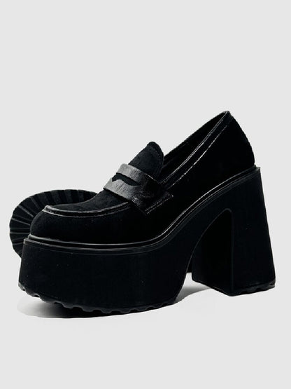 Matte Leather High Heel Loafers【s0000015716】