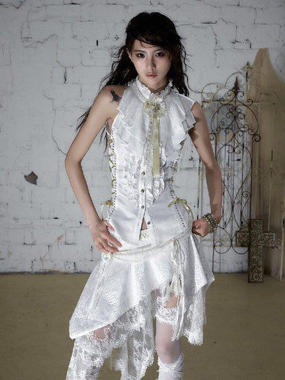 Medieval Ruffled Halter Camisole Top【s0000017235】
