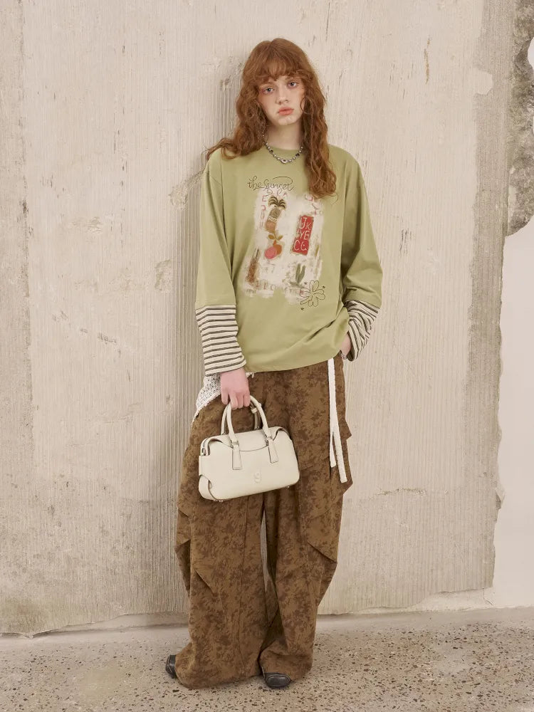 Patchwork Oversized Long-Sleeve T-Shirt【s0000014044】