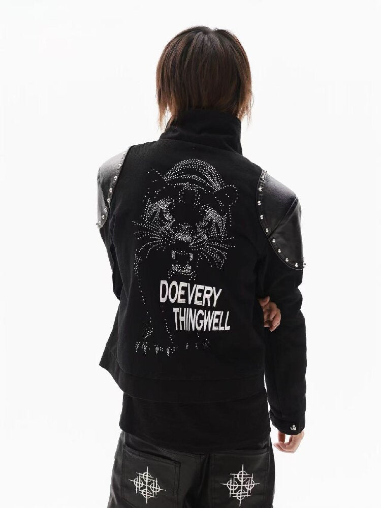 Leather Armor Rivet Canvas Jacket【s0000018352】