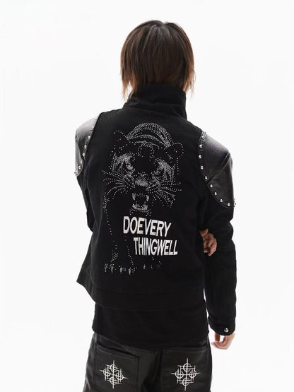 Leather Armor Rivet Canvas Jacket【s0000018352】