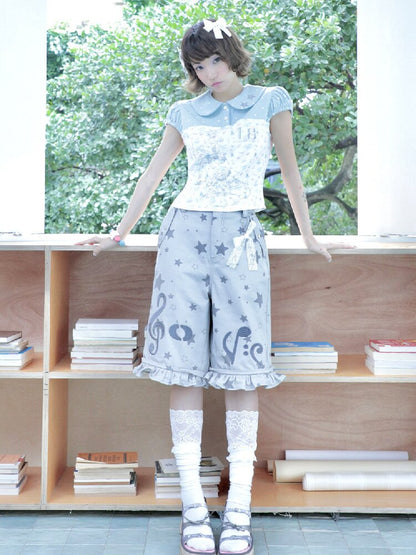 Embroidery Star Wide Leg Pants【s0000017129】