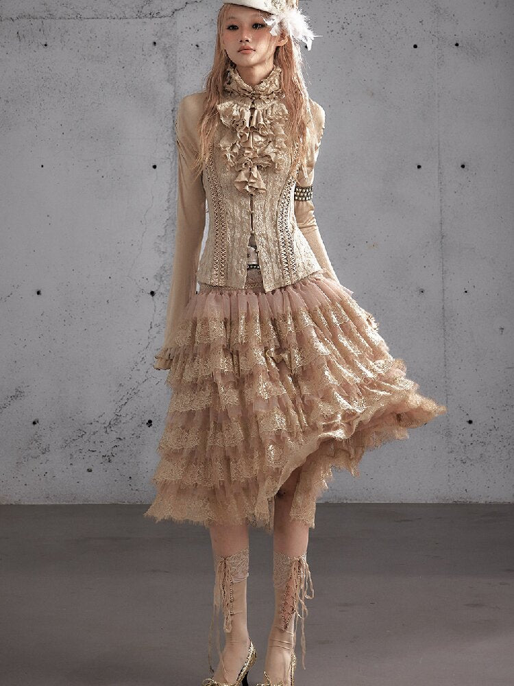 Lace Patchwork Tulle Cake Skirt【s0000019163】