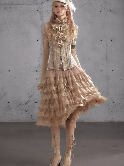 Lace Patchwork Tulle Cake Skirt【s0000019163】