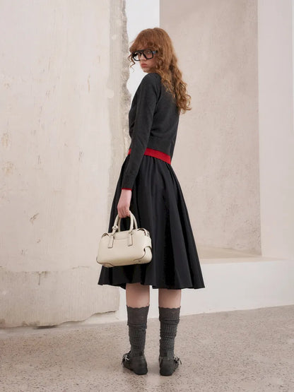Wide-Skirted Pleated Midi Skirt【s0000014083】
