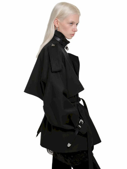 Double Breasted Large Lapel Mid-Length Trench Coat【s0000011577】