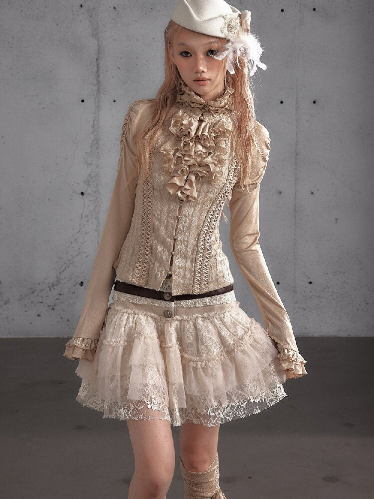 Vintage Layered Mesh Puffy Skirt【s0000019151】