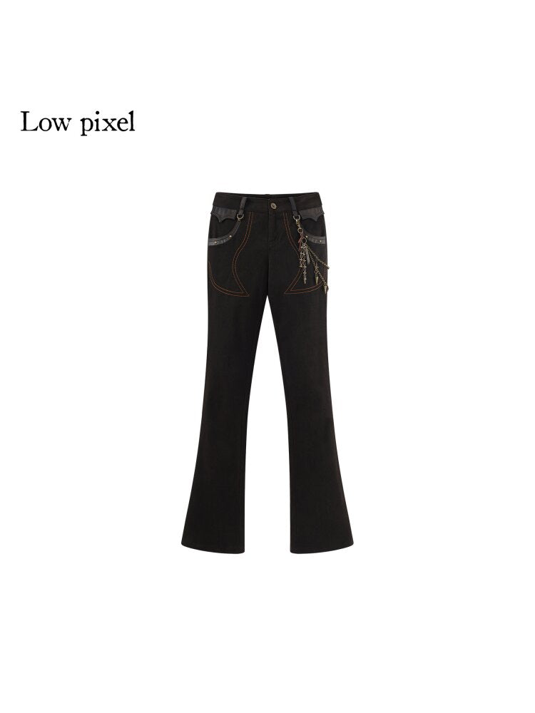 Coffee Low-Rise Leather Slacks【s0000015606】