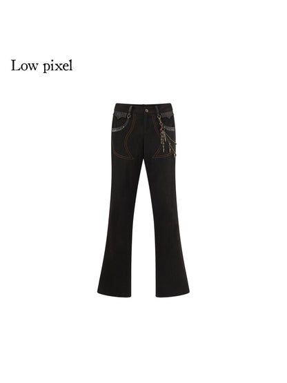 Coffee Low-Rise Leather Slacks【s0000015606】