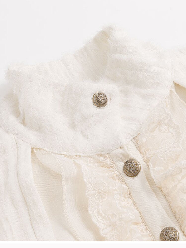 Plush Knit Lace Ruffle Irregular Dress【s0000019244】