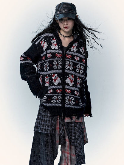 Mohair Wool Knit Cardigan Sweater【s0000011217】